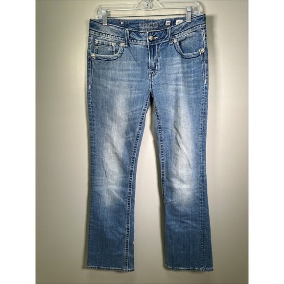 Miss Me Jeans Womens‎ 30 Bootcut Mid Rise Stretch Embellished Rinestone Y2K - Picture 1 of 11